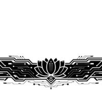 Tech Lotus Geometric Illustration With Circuit Board Elements vector