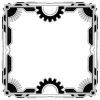Art Deco Tech Frame Geometric Border With Gears And Lines vector