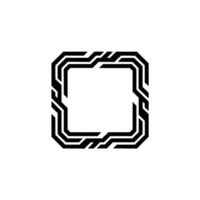 Techy Square Frame In Black White, Modern Minimalist vector