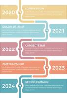 Vertical timeline infographics template with five elements for dates and text vector