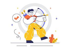 Bow and Arrow Illustration Showing an Archery Game in a Cartoon Outdoor Scene vector