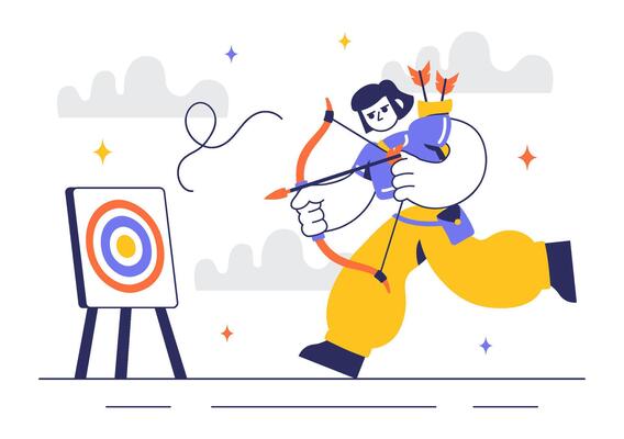 Sport Archery Design Featuring Bow Target Shooting in a Fun Flat Style Background