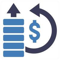 Return On Investment icon concept in blue color vector