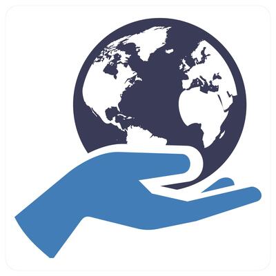 Save Earth icon concept in blue color