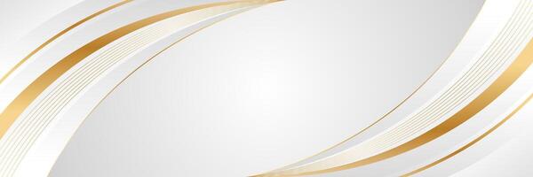 Elegant white and gray luxury curve background with gold lines. Abstract modern banner design for websites, headers, sale templates, business ads, awards, events, and more vector