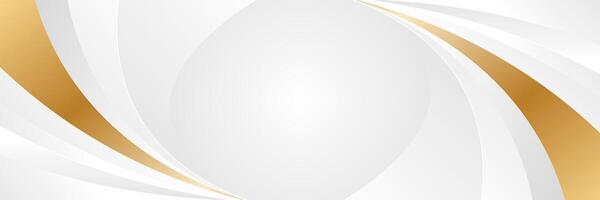 Elegant white and gray luxury curve background with gold accents. Abstract modern banner design for websites, headers, sale templates, business ads, awards, events, and more vector