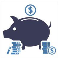 Savings and piggy concept in blue color vector