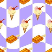 Seamless Ice Cream Cone Pattern Design vector