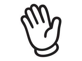 Black outline of a hand gesture in a waving pose, graphic illustration. concept of icon, communication, greeting, human interaction, design element, isolated, white background vector