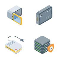 Look at this premium set of data backup technology isometric style icons vector