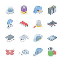 Download our latest set of database backup isometric style icons vector