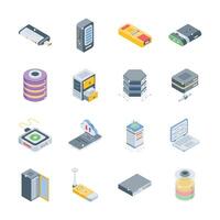 Grab this modern collection of data service isometric style icons vector