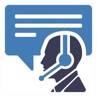 Support and help icon concept in blue color vector