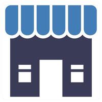 Store and market icon concept in blue color vector
