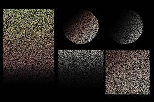 Grainy gradient halftone shapes set with noise texture overlay vector