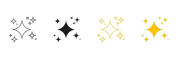 Sparkle Star Line And Solid Icon Set. Shining Twinkle And Glitter Symbol Collection. Isolated Illustration vector