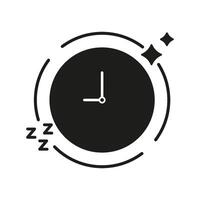 Clock With Sleep Symbol Solid Icon. Sleep Schedule, Restful Sleep, And Nighttime Routine Silhouette Symbol. Sleep Hygiene And Relaxation. Isolated Illustration vector
