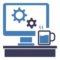 Working Desk icon concept in blue color vector