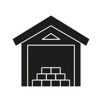 Warehouse With Boxes Solid Icon. Storage Facility, Inventory Management, And Logistics Silhouette Symbol. Efficient Supply Chain Operations. Isolated Illustration vector
