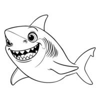 Smiling Cartoon Shark with Big Eyes and Sharp Teeth in the Ocean vector