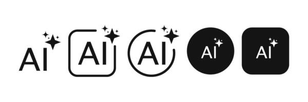 Artificial intelligence application logo icons with star in different style illustration vector