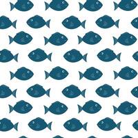 Seamless pattern featuring blue fish swimming across a white background for creative design applications vector