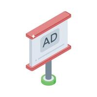 Explore this isometric style icon showing advertising presentation vector