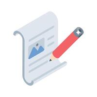 Discover this isometric icon featuring content writing task vector