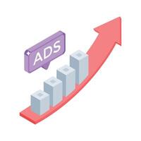 An eye-catching isometric icon of advertising growth progress vector