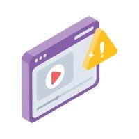 A trendy isometric style icon of error alert vector