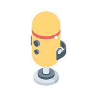 A sleek isometric style icon of microphone sound vector
