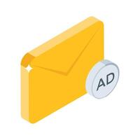 Grab this isometric style icon showing email ad campaign vector