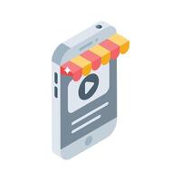 A premium isometric style icon showing online store vector