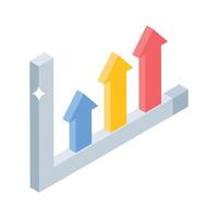 An impressive isometric style icon showing growth chart analytics vector