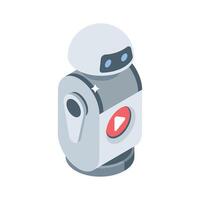An amazing isometric icon of robot marketing automation vector