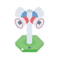 A stunning isometric style icon showing speaker pole broadcast vector