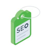 Explore this isometric icon showing seo tag vector