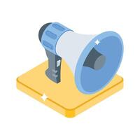 Discover this isometric icon of megaphone announcement device vector