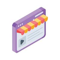 An eye-pleasing isometric icon of shopping website interface vector