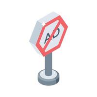 A sleek isometric style icon of no ads vector