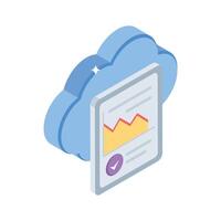 A captivating isometric icon showing cloud analysis vector
