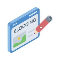 An engaging isometric style icon showing blogging activity post vector