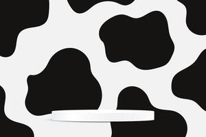 Simple cow skin pattern background, 3d with podium space for selling products, backdrop, wallpaper, background, text. illustration. vector