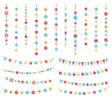 set of festive buntings, flags and garlands vector