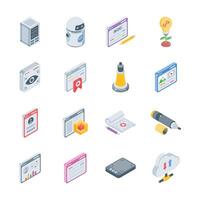 Grab this amazing bundle showing development services isometric icons vector