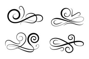 Set of four elegant swirl designs isolated on white background vector