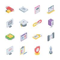 Ready to use collection depicting web and app programming isometric icons vector