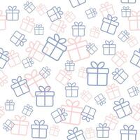 Seamless white pattern with pink and blue gift boxes vector