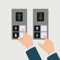 Hand pressing up and down elevator button graphic design illustration vector