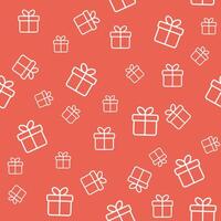 Red seamless pattern with gift boxes vector